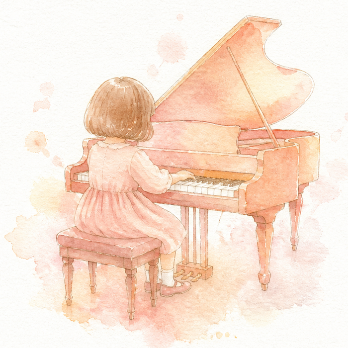 ピアノを弾く女の子のイラスト