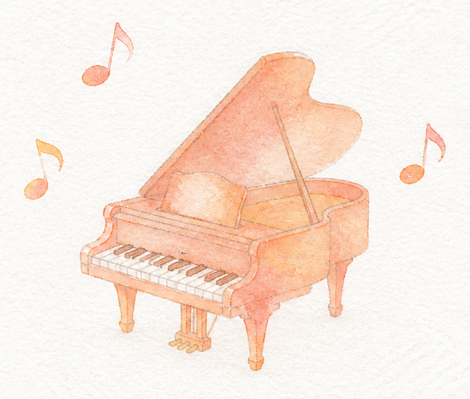 ピアノと音符のイラスト